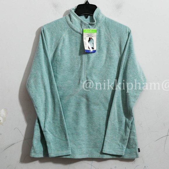 Eddie Bauer Ladies' Fleece 1/4 Zip teal color size large - Picture 2 of 5